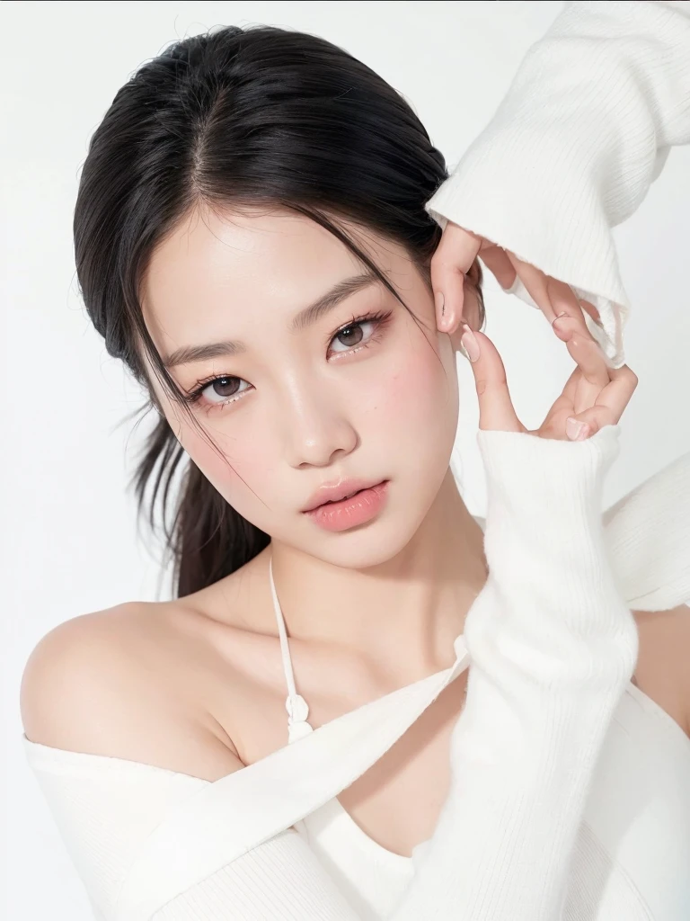 jennie pink black, blackpink jennie portrait, Beautiful young Korean woman, Leaked image, kim jennie de blackpink