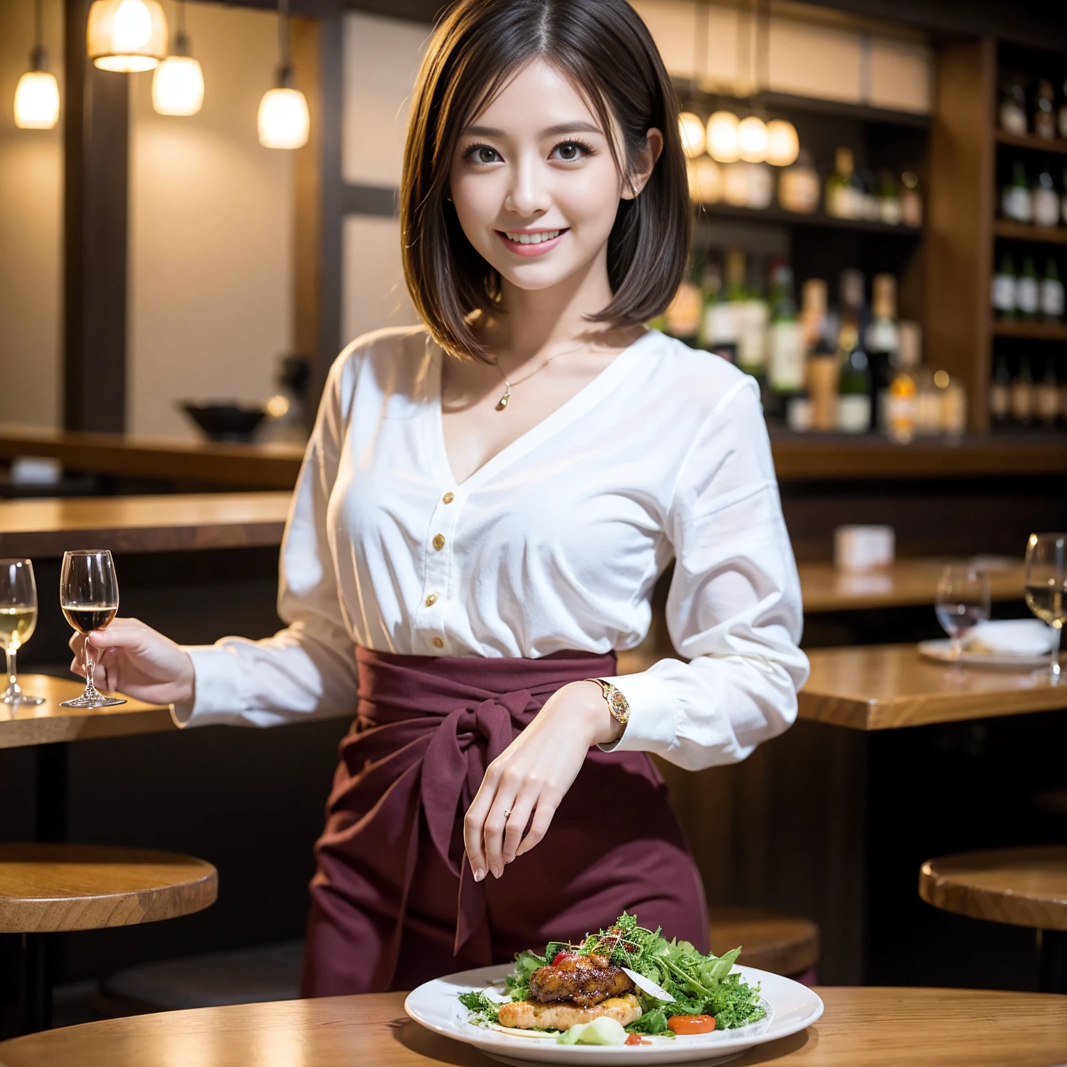 ((Highest quality、8k、masterpiece:1.3))、Yuuko Araki、slimカップル、Pink rubber、modelカップル、(Realistic, Intricate details:1.2), full-course dinner、Wine Party、Amazing view of the sunset sky and clouds、A bright smile、The wonderfulness of smile、Bright image、The beauty of wine, Beautiful Face, blue eyes, The light shines on your face, blush, short hair,Bright Face、42 years old), 39 years old, red wine 、Appetizers、Italian food、Wine bottle、Champagne、sparkling wine、Two beauties、Brown Hair、Shortcuts、Long sleeve shirt、dress、Beautiful woman 1, (slimな顔), (The body is slim), (Brown Hair), (Shortcuts), cheeks turn a little red,Attractive beauty、restaurant, In a prominent place (From the waist up) Nova Frog Style, actress, model, Upper Body, White wine, slim, wine glass, 中央に置かれたwine glass, smile, (smile: 1.15), Beautiful fine grain, Depth f/2,saturation, High Contrast, Strong light and shadow,Moist Body:1.5、3D texture、Delicate eyes、Brown Hair、The hair is very shiny、
