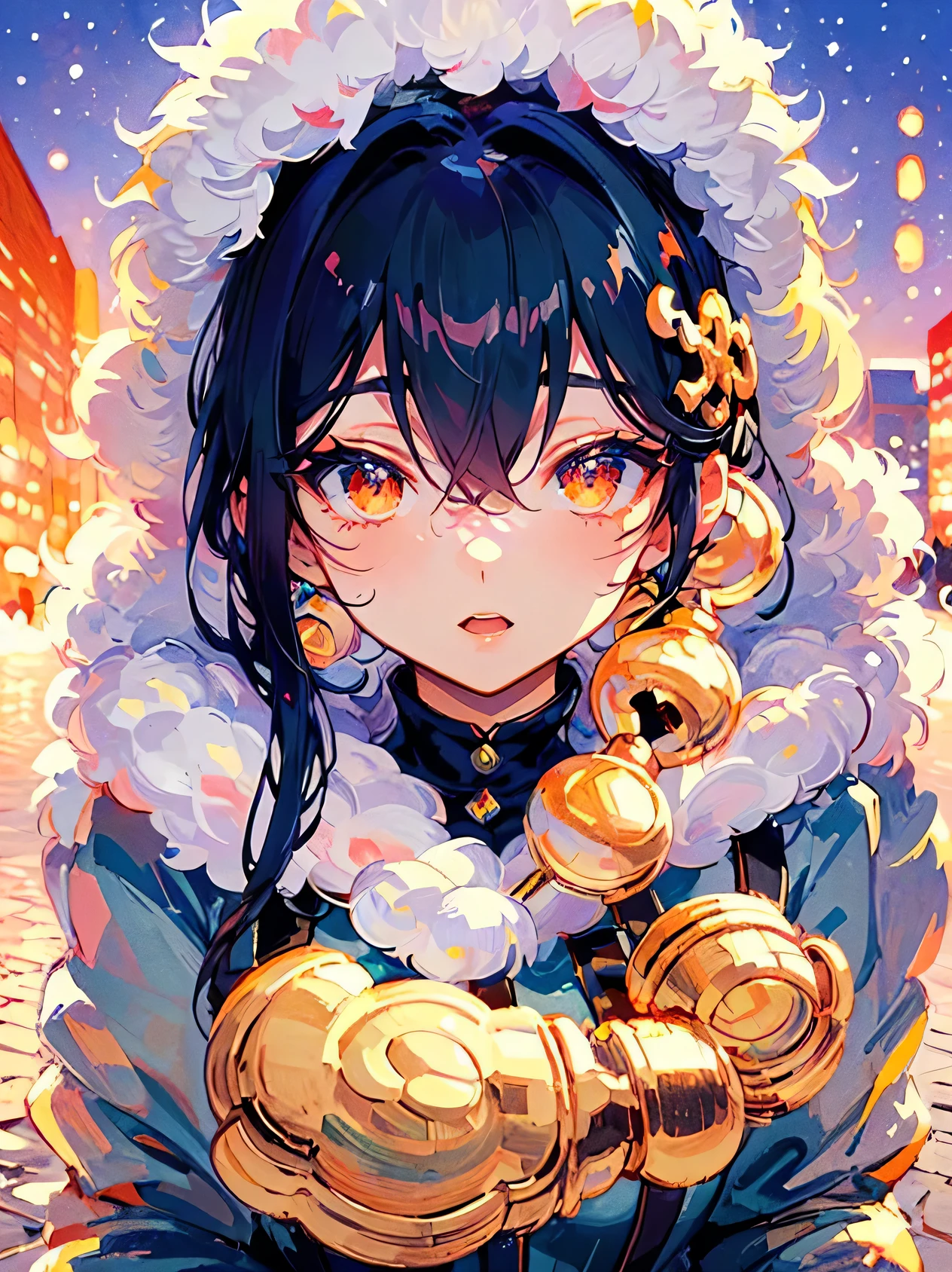 1girl, (Masterpiece, high quality, highly detailed), (Conical Breasts, Cone-shaped breasts, often smaller and pointier), wearing (Cashmere blend sweater dress), (Her eyes are large, almond-shaped, and hazel, radiating warmth and depth. She has a straight and slender nose that adds a touch of refinement to her face. Her medium, natural pink lips perfectly complement her fair skin tone with a cool undertone. Her long, wavy, dark brown hair cascades gracefully over her shoulders, framing her face beautifully. Her eyebrows are of medium thickness and gently arched, adding to her expressive features. High and defined cheekbones enhance her facial structure, while her rounded chin adds a softness to her overall look. Her medium-sized ears are slightly visible, and her elegant and sophisticated expression exudes confidence and grace), (background: winter, outside, running track), Running on a track.