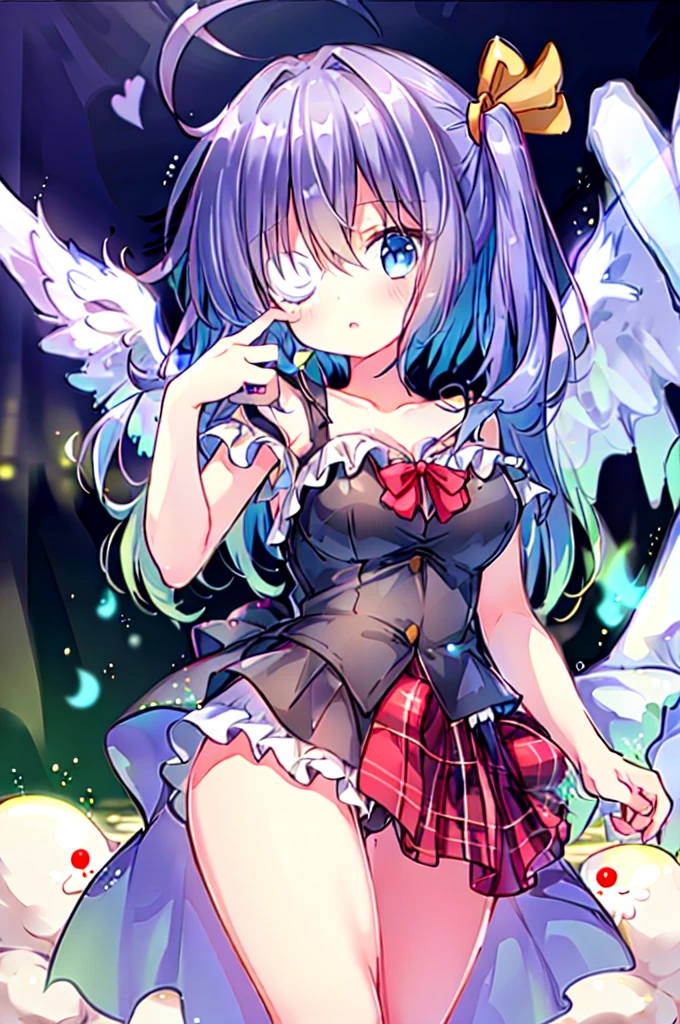 (highest quality)、((Super detailed))、(super delicate)、Erotic cute love angel、 girl、silver hair、beautiful breasts、beautiful thighs、Gorgeous、fantastic light