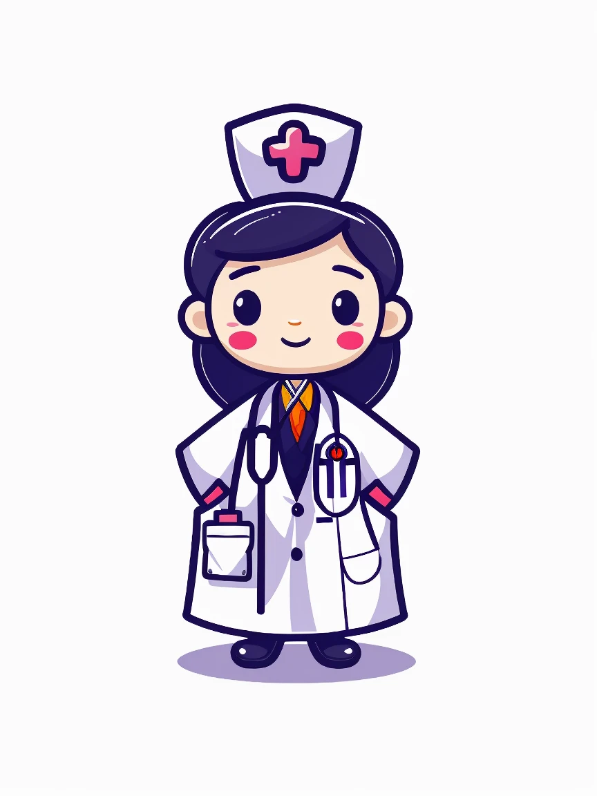 masterpiece，Best quality，Graffiti style，icon design，Animated Characters，Nurse hat，medicine，cute，illustration，Soft colors，Smile，Nursing patients，Medical topics，pharmaceuticals的人物，pharmaceuticals，Floating coins