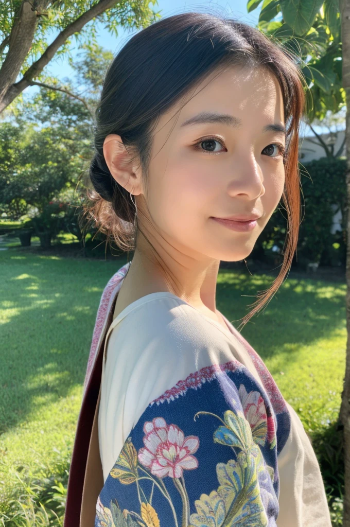 ((Highest quality)), ((masterpiece)), (detailed),Perfect Face,Japanese,landscape,Mature Woman,Upper Body