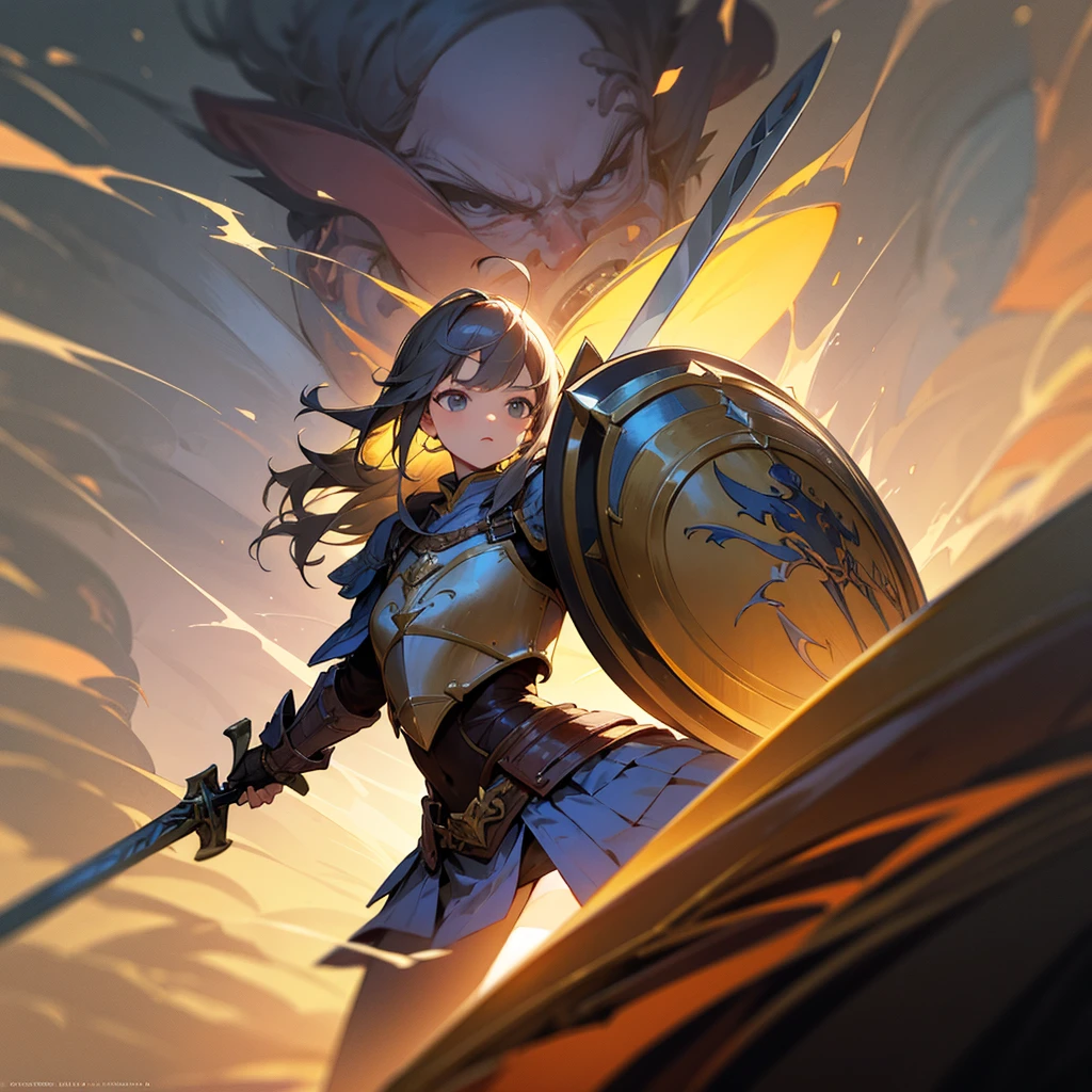 high resolution、Warrior。Brave man。Wearing armor、Large shield、Holding a sword。
Fantasy。
beautiful。