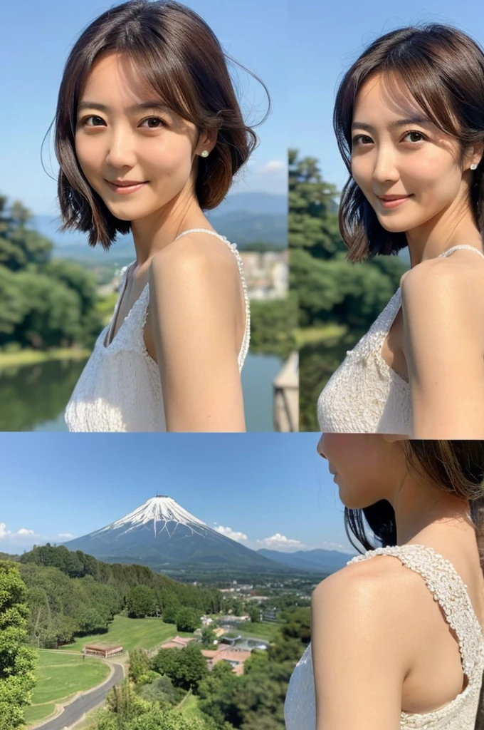 ((Highest quality)), ((masterpiece)), (detailed),Perfect Face,Japanese,landscape,Mature Woman,Upper Body