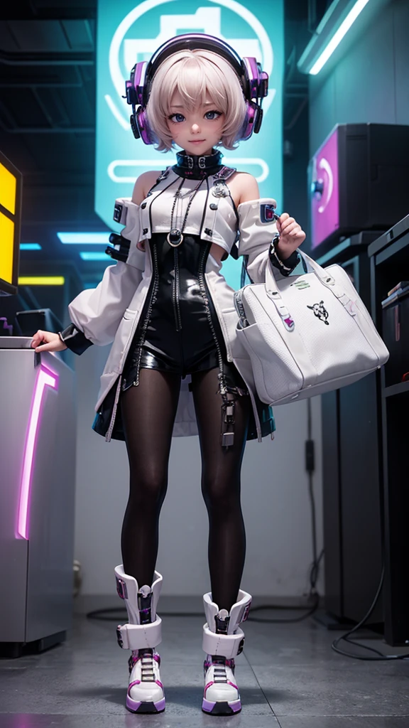 White Toy Poodle,cyber punk,Fantasy,mysterious