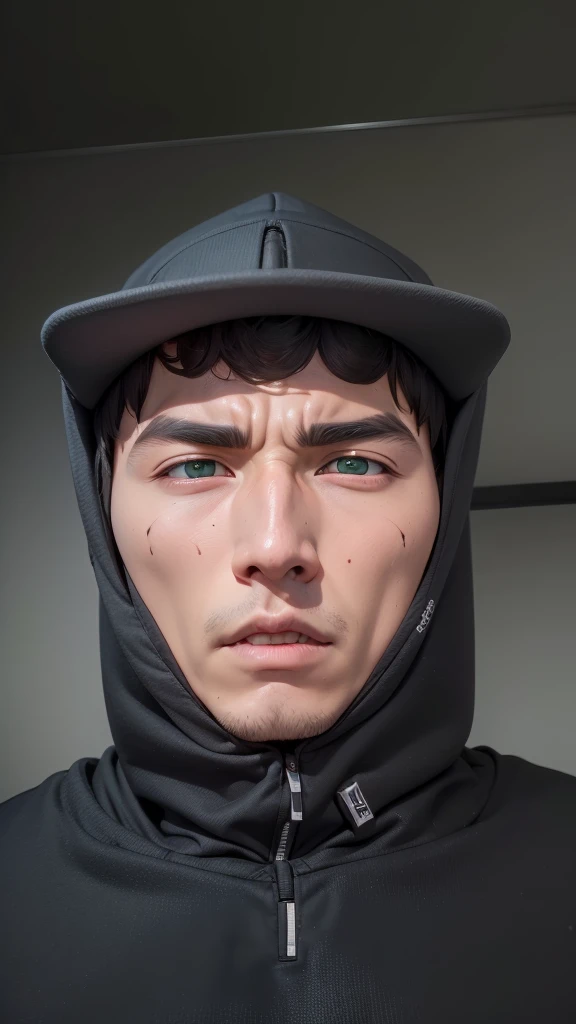 ((8k Resolution)) (( Uciha Obito)), 1boys, Asian face, Uciha Obito, uyu right rinengan, eye left sharingan, black Hoodie, green cap, Realistic, Ultra detail,