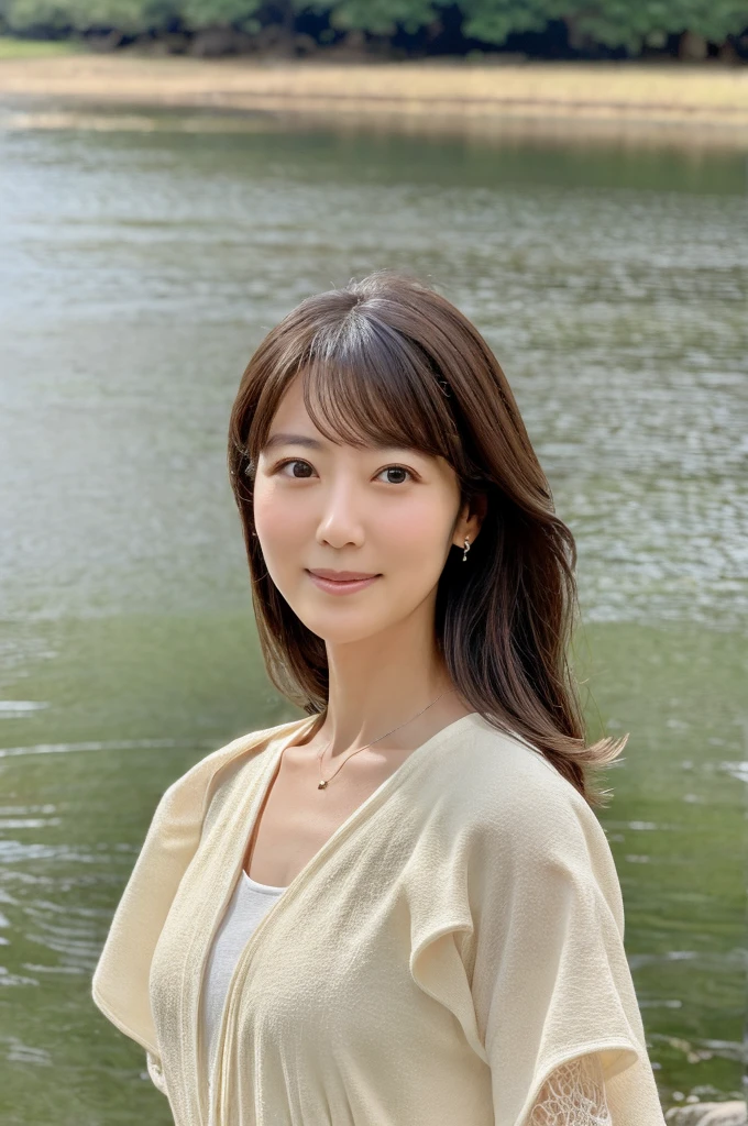 ((Highest quality)), ((masterpiece)), (detailed),Perfect Face,Japanese,landscape,Mature Woman,Upper Body