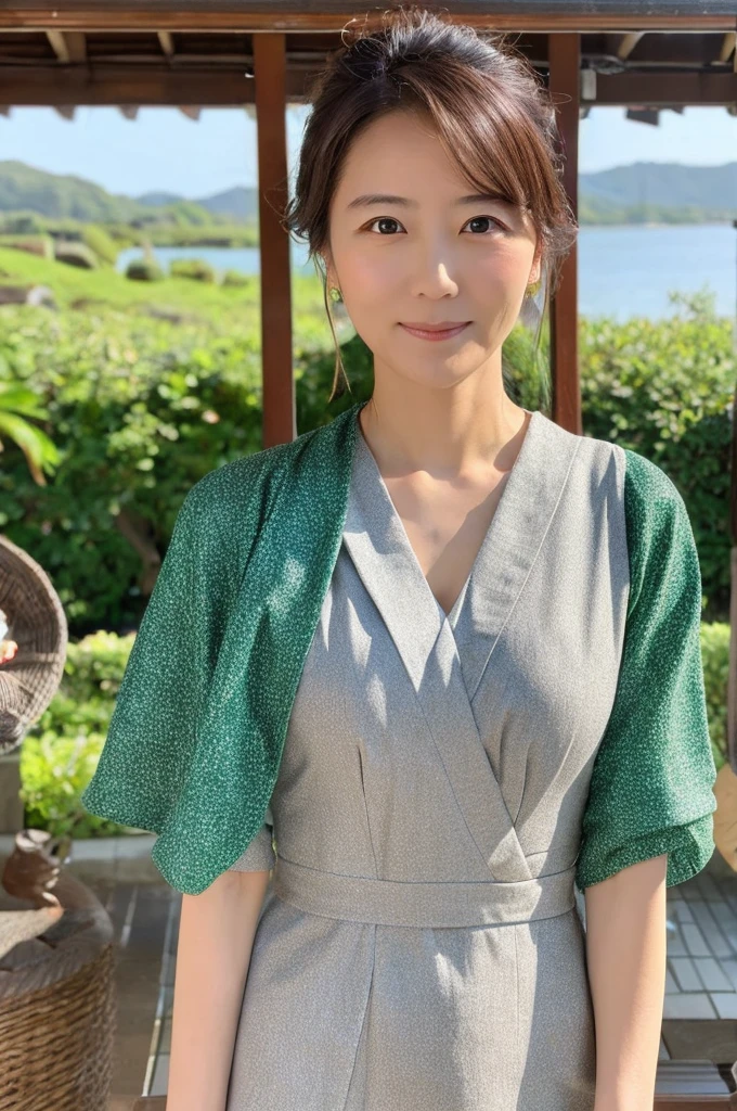 ((Highest quality)), ((masterpiece)), (detailed),Perfect Face,Japanese,landscape,Mature Woman,Upper Body