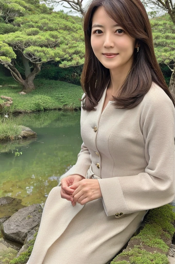 ((Highest quality)), ((masterpiece)), (detailed),Perfect Face,Japanese,landscape,Mature Woman,Upper Body