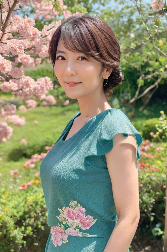 ((Highest quality)), ((masterpiece)), (detailed),Perfect Face,Japanese,landscape,Mature Woman,Upper Body