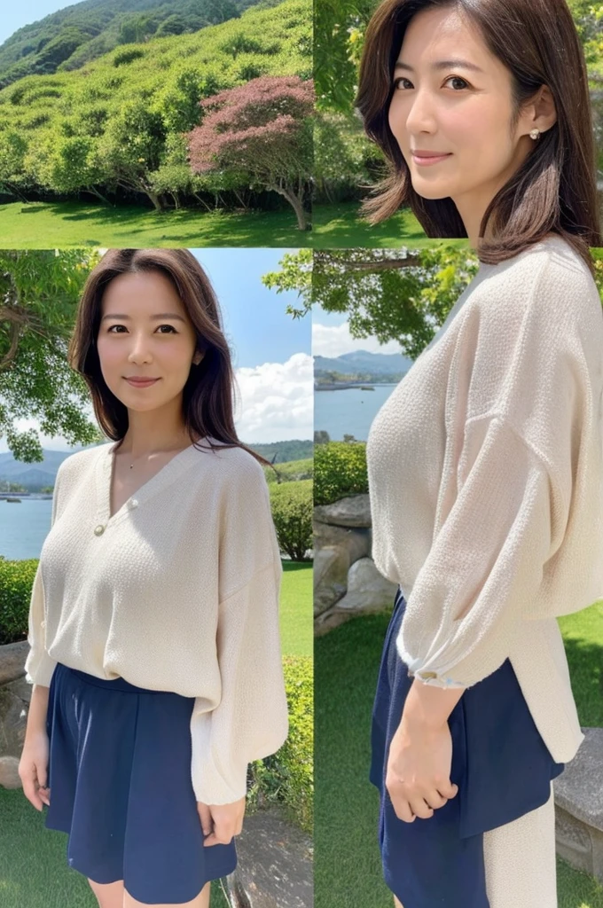 ((Highest quality)), ((masterpiece)), (detailed),Perfect Face,Japanese,landscape,Mature Woman,Upper Body
