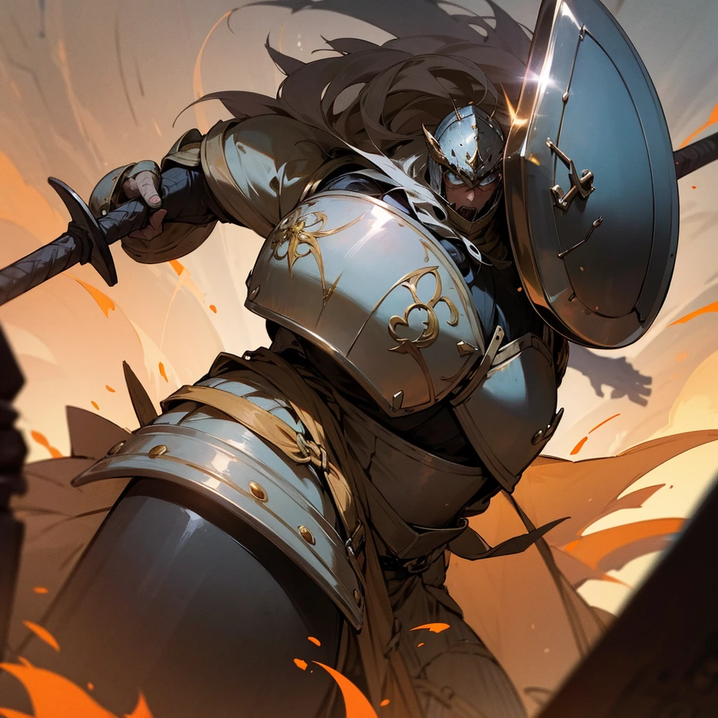 high resolution、Warrior。Brave man。Wearing armor、Large shield、Hold an axe。
Fantasy。
beautiful。