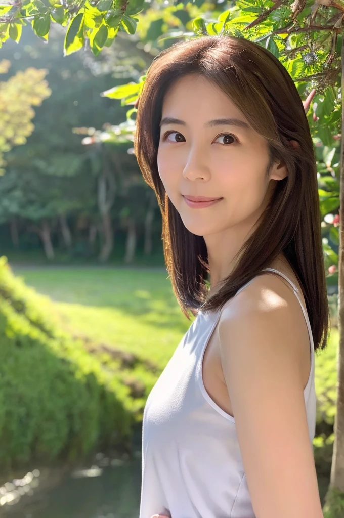 ((Highest quality)), ((masterpiece)), (detailed),Perfect Face,Japanese,landscape,Mature Woman,Upper Body