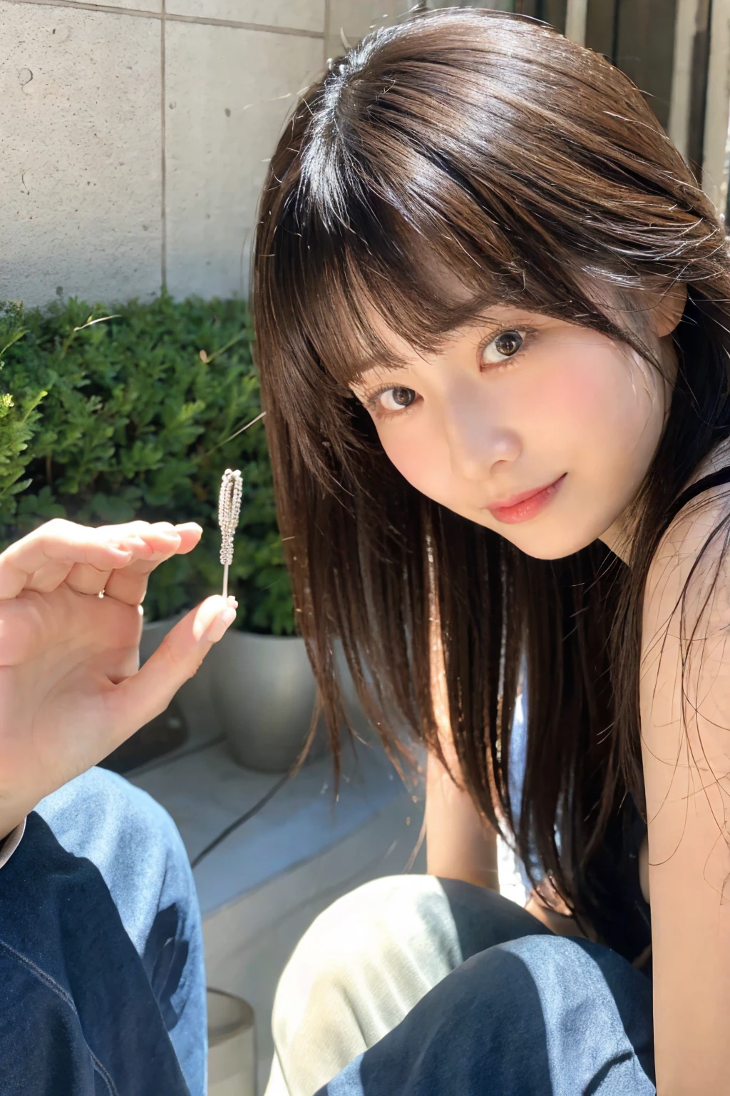 Beautiful Japanese Women、I'm in a cafe、Stylish clothing、Very large breasts、I can see the valley