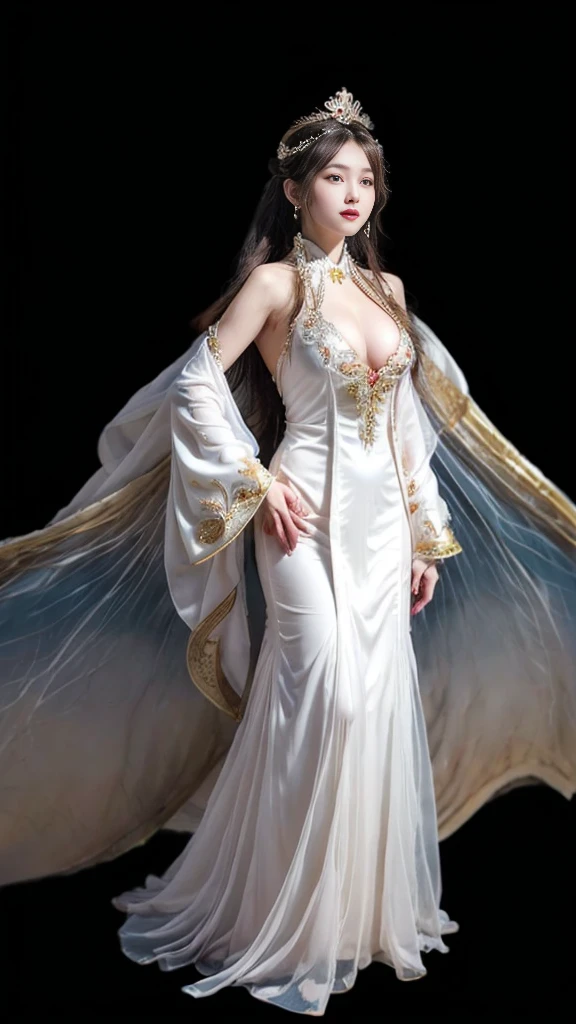 High resolution CG unity wallpaper 8k, top-quality, Piece Table, Realistic, hyper realistic photography, Highly detailed beautiful woman top-quality、masterpiece、超A high resolution、(White Dragon Armor)、(((Colossal tits))),(((Variety of hairstyles))、(((Take different poses))),(Wearing a beautiful crown made of jewels),(Photorealsitic:1.4)、Raw photo、1人、Golden hair、glowy skin、(((Japan Dragon)))、(((maikurobikini))),(Gorgeous Jewelry Necklaceystical expression)、(Full Body Angle)、(Fight big dragons)、A dark-haired、poneyTail、(Detailed: White Metal Bikini)、(Detailed and beautiful flower garden)、Precipitous cliffs、(Castle background)、((super realistic details))、portlate、globalillumination、(sexypose)、Shadow、octan render、(Random hair)、8K、Raw skin is exposed in cleavage、metals、Details of complex ornaments、Japan details、highly intricate detail、Realistic light、Blue eyes、radiant eyes、Facing the camera、Precipitous cliffs、Toostock、(Full Body Angle)、(veils)、(((Heavy Big))),