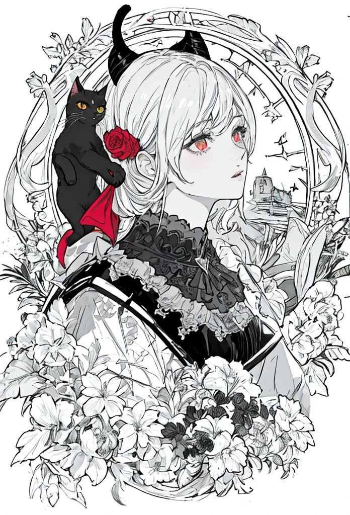 masterpiece, Highest quality, 1 female, Faust,Portraiture, cat devil,whole body