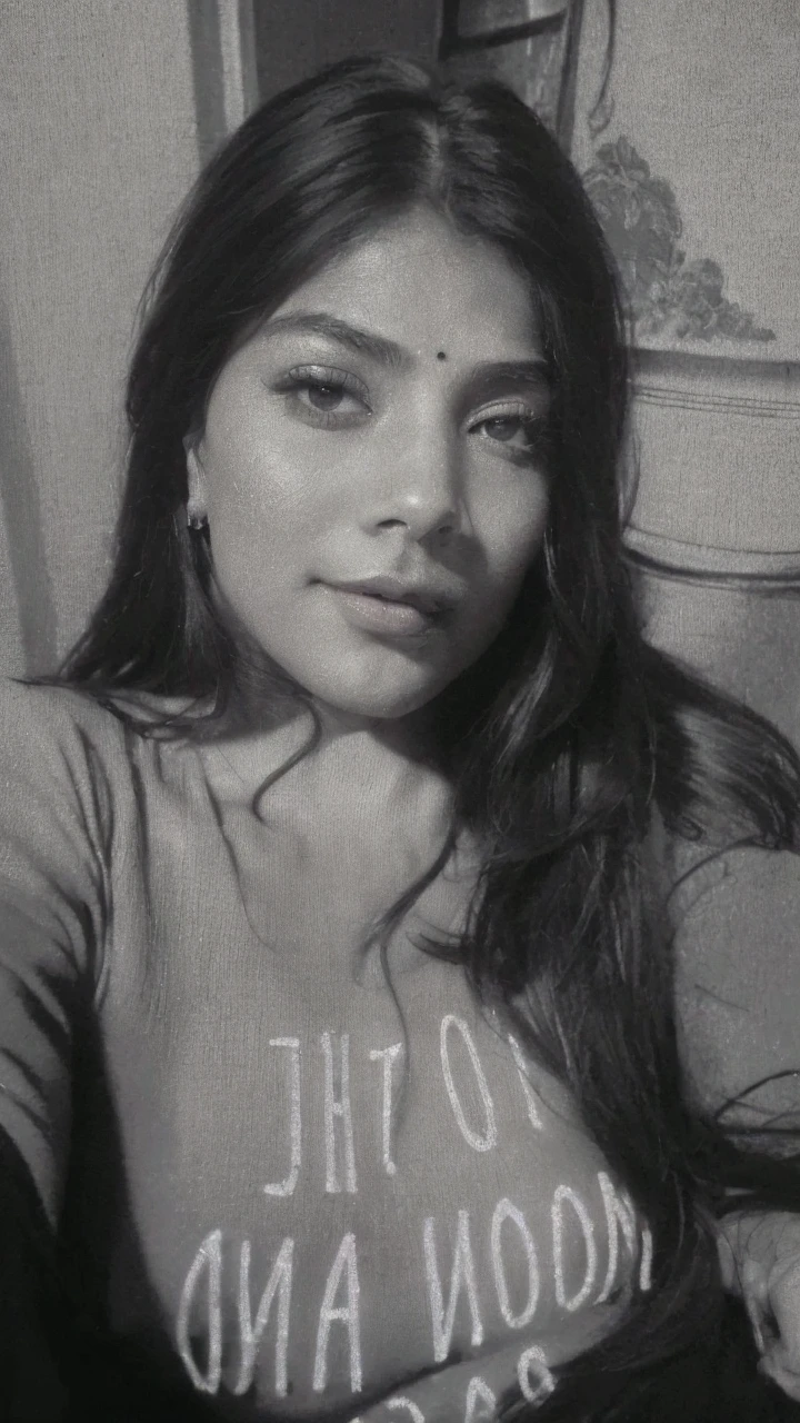 (best quality,4k,8k,highres,masterpiece:1.2),ultra-detailed,(realistic,photorealistic,photo-realistic:1.37),glowart:1.0,(bright,sketch,drawing:1.0),1girl,blush,collarbone,hair between eyes,long hair,looking at viewer,bra,portrait,shiny,shiny hair,side ponytail,pooja1,artistic color palette,vibrant colors,soft lighting,peaceful expression,subtle glow,playful atmosphere,gentle brushstrokes,colorful backdrop,captivating gaze,expressive eyes,dainty features,delicate shading,dynamic composition,intricate details,subdued background,bold contrast,ethereal aura,impressionistic style, pooja1