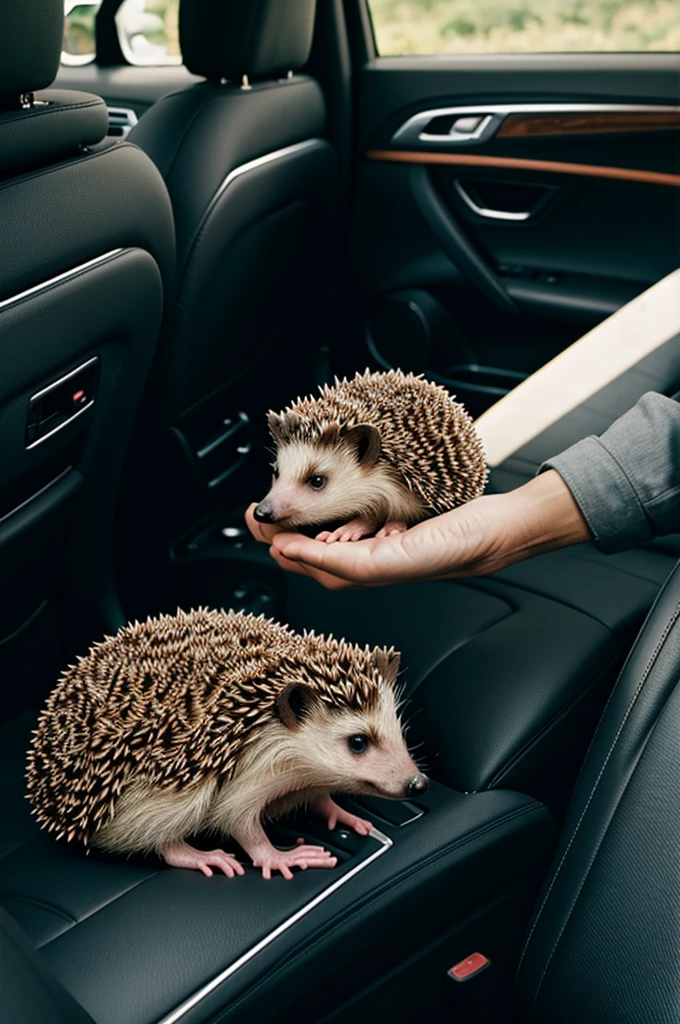 Hedgehog in the car