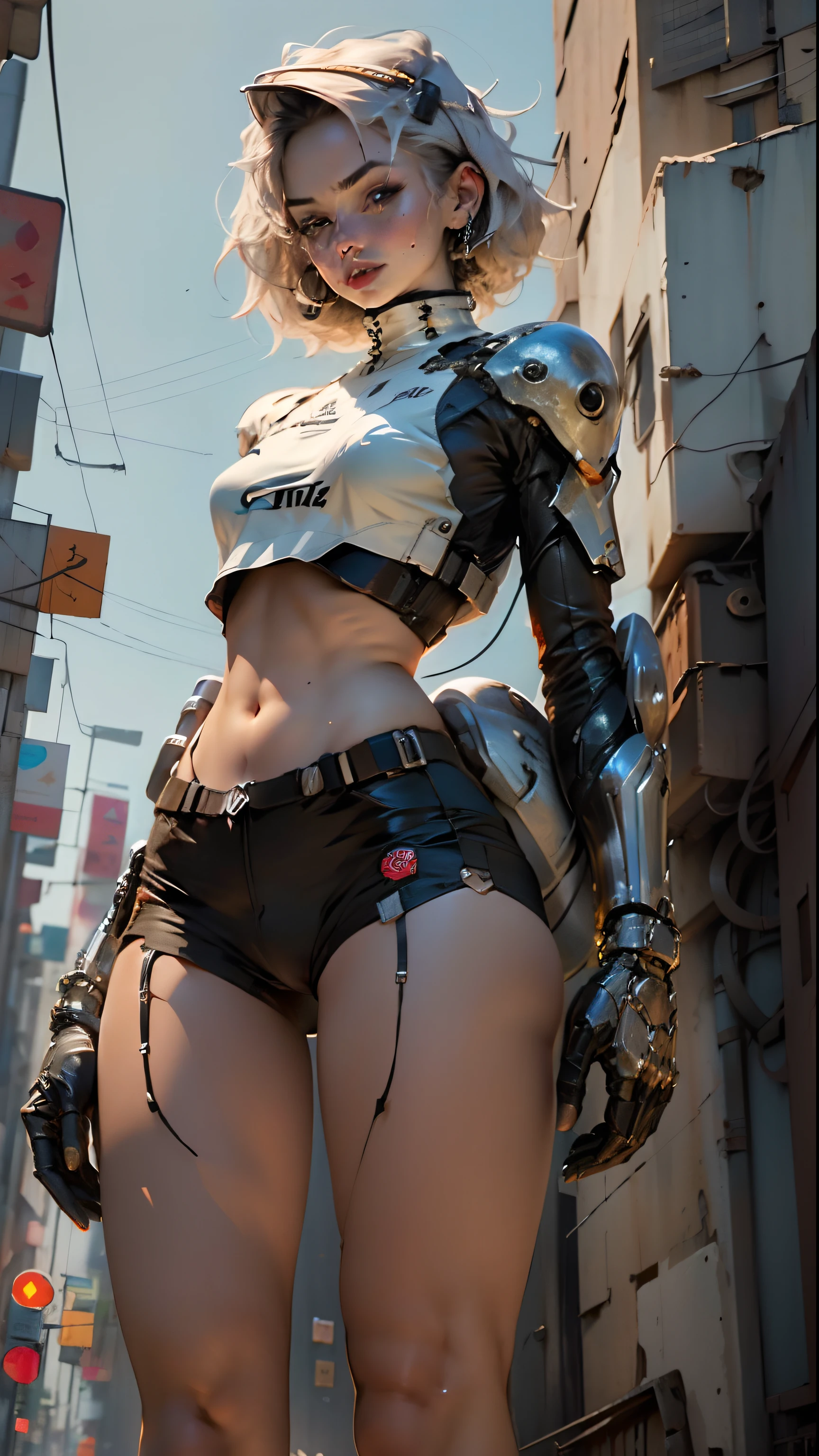 Woman body defined thick thighs cyber body parts, short underwear