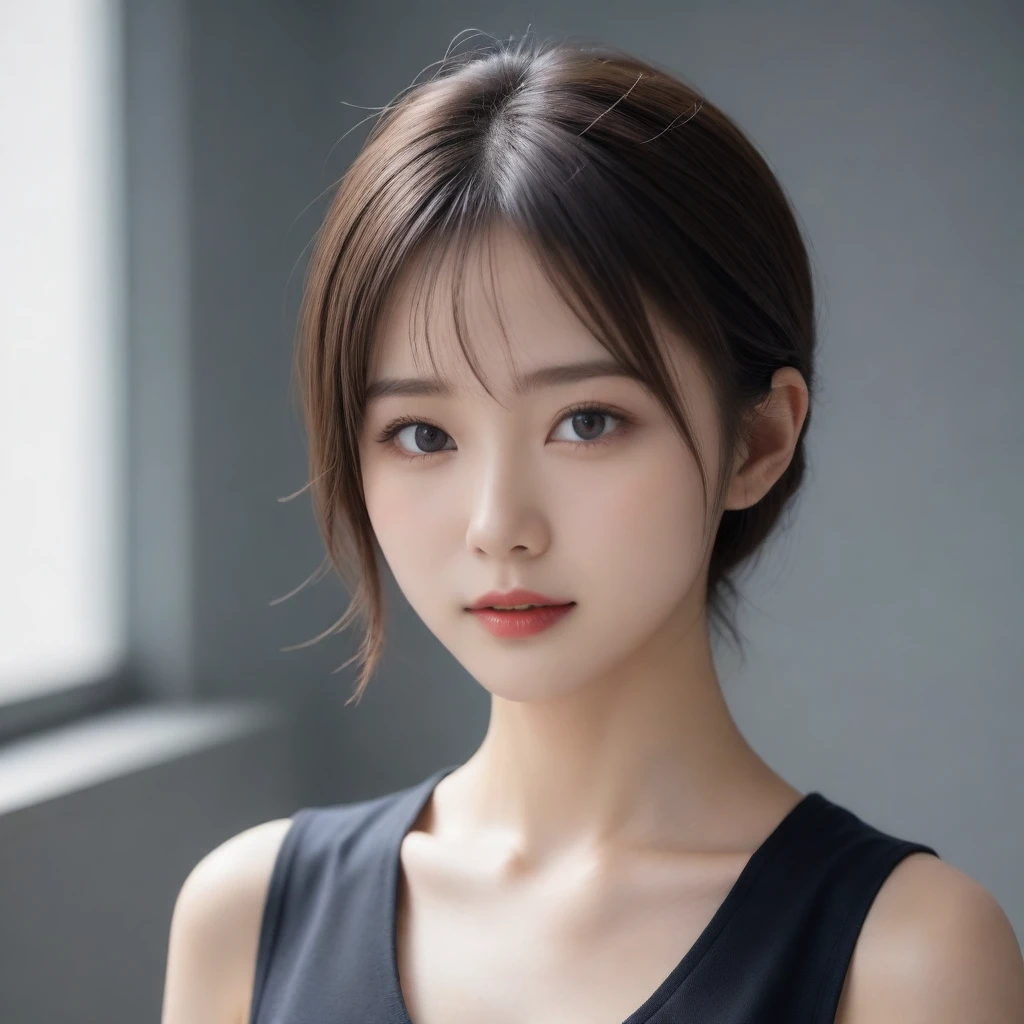 8k, Ultra-high resolution, Highest quality, masterpiece, 三分割法によるphotograph,Surreal, photograph, 1 Girl, (:1.3), pretty girl, Cute Face, Beautiful eyes in every detail, 細かくdetailedに,masterpiece,One Girl:1.2,Japan Female Teachers,extream close up,sad,streaming tears,Black short hair,Messy bun hair,(black suit:1.3),Nun's clothing,(印象派の美しい少女のPortraiture), (Gray background:1.3),(Impressionist light and colour),Dedication to God,Realistic Skin, Perfect and beautiful face ,完璧でCute Face, Skin with attention to detail, Perfect limbs、Narrow waist,Looking at the audience、beauty,Long neck,clavicle,(((Ideal body type))),A cup small breasts :2,Portraiture:2,Perfect Anatomy,鮮明なdetailed,detailed,Surreal,Light and shadow,spotlight