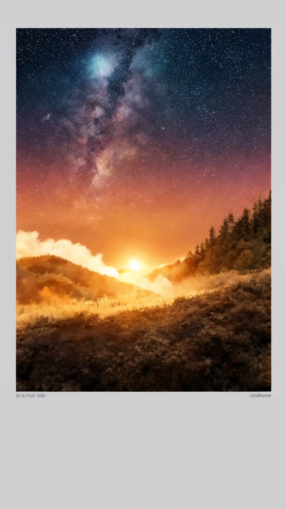 An angelic being without human affection, Creator of the Universe, myth, The background of the image is, Heavenly Mountain Scenario, Orange Clouds. The image style should be cartoon-like, With powerful and impressive strokes, 登場人物にはmythや天使の要素が加わっている