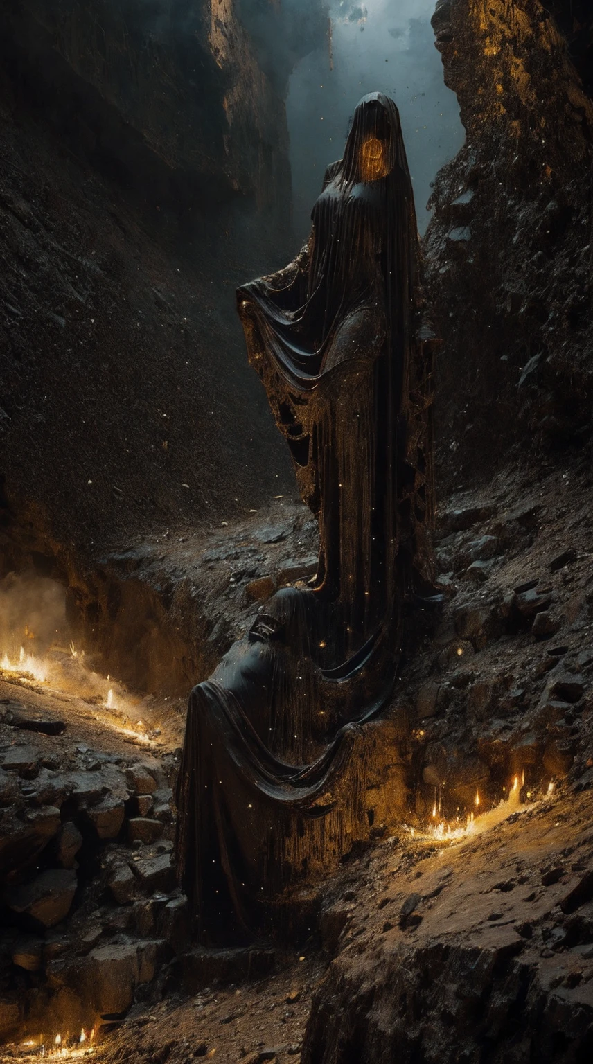 (body formed by galactic liquid mauevine and black metallic paint twisting into a beautiful interpretation of the female figure), au naturel,((complex galactic metallic colours in the foreground)), (( fluid mechanics, the loveliest smooth scale face makeup, smirky expression)) - red, black and gold, onyxia, metallic color palette g0s1