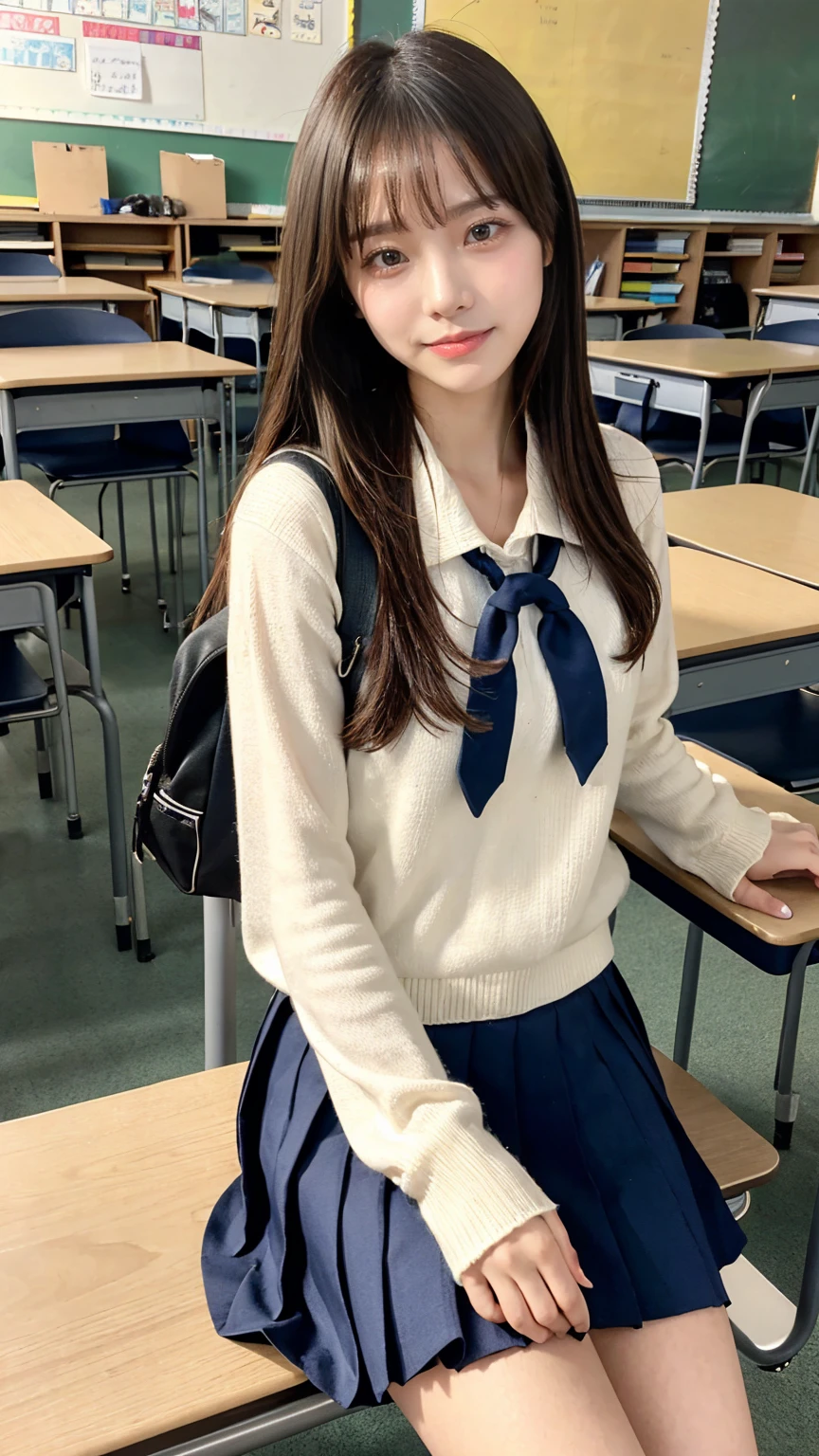 ((masterpiece, Highest quality)),Best aesthetics,One girl, , machine, Sitting, school machine, Black hair straight, classroom, Long Hair, indoor, Chair, View your viewers, :p, Focus Only, Brown eyes, skirt, Long sleeve, pencil, 1 boy, pencil case, paper, Seraph of the Black, Multiple Girls, pleated skirt, Sailor collar, bangs, Headrest, school bag, school Chair,smile,pussy
