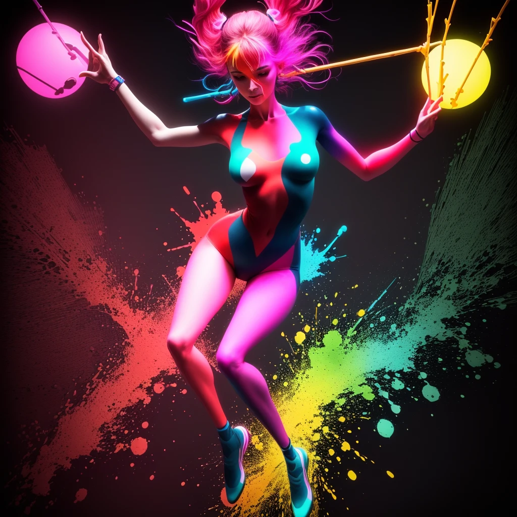 a close up of a person with a colorful stick figure, stick figure, inspired by Bruce Nauman, dancing character, abstract human figures dancing, 3D neon art of a woman&#39;s body., stick figures, abstract human body, Expert lighting effects on the figure, Made of neon light, humanoid shape, neon outline, human shining, stylized neon, Bright type creature, (((Florence, posing exactly like the reference image))) in a room Shot of Florence&#39;s body, hot sexy body, (((Florence is in her natural pose.,copying the pose of the efferenccia image))):1.8, attractive body, the super hot and sexy, attractive body and face, brown haired goddess, Florence in very pose sexy, photorealistic perfect body, perfect body, (((Florence is in the same pose as the reference image.))):1.5. (((Florence, with his appearance and physiognomy, copy the pose of the reference image))):1.5. fantastic body, giant awesome goddess shot, pose sexy, full subject in shot, (((impressive details))):1.4, ((cinematic soft lighting, high resolution cinema film grain))):1.5, ((perfect finishes)):1.4, ((hyper realistic colors)):1.4, ((extremely sharp)):1.6, ((hyper ultra high resolution)):1.6, ((great masterpiece)):1.4, High heels, very big tits, very big ass, thin waist, Strong legs, very large curvy tits, very large curvy butt, slim waist, sky High heels, side tits, very large full tits, perfect pussy, perfect legs, up tits,.