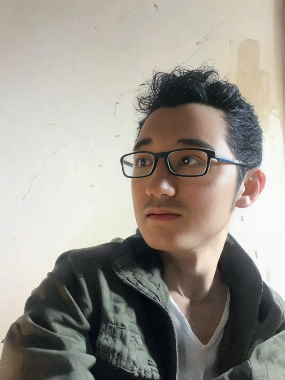 masterpiece, A cute boy sitting on the boss chair, Glasses, black suit, black hair, chibi style, Perfect 3D animation , Perfect lips and simple