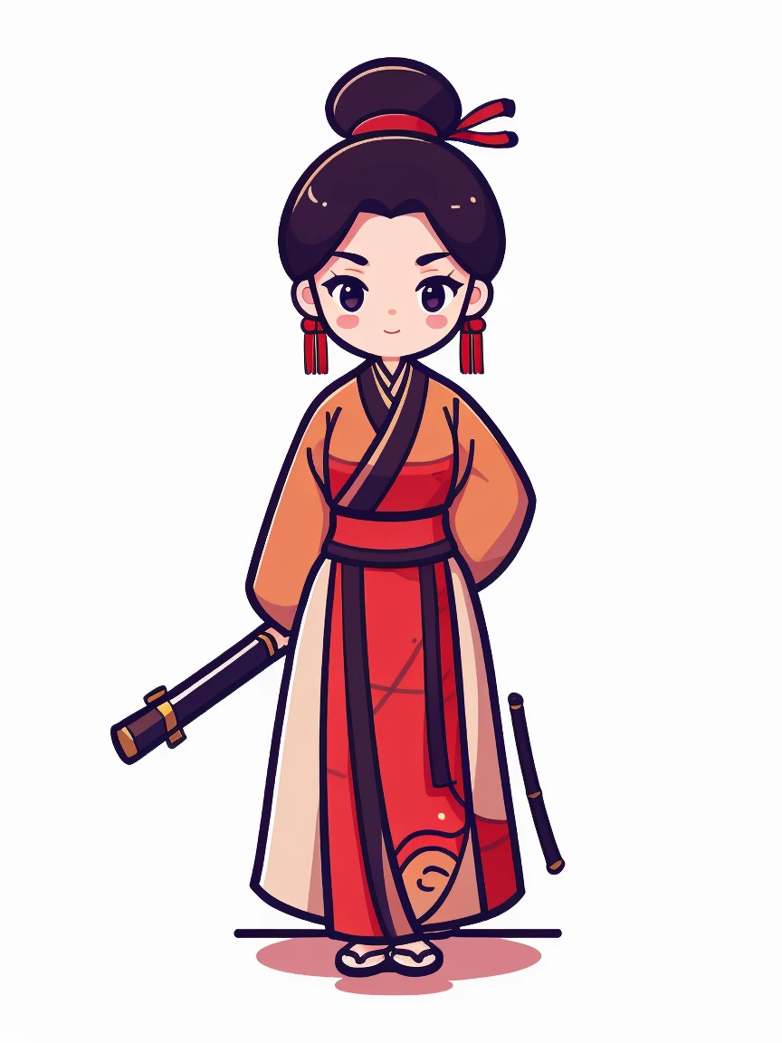 masterpiece,Best quality,Graffiti style,icon design,Animated Characters,Chinese style,Martial Arts,Female Warrior,Long Sword,bamboo forest