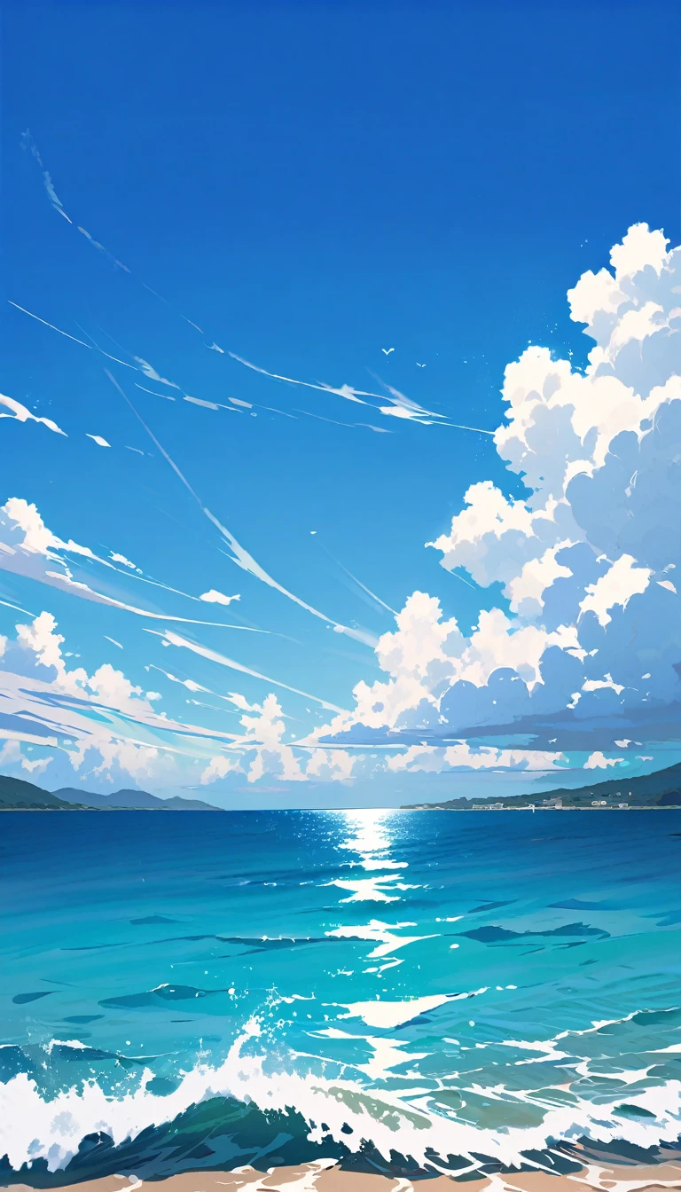 Summer blue sky and calm blue sea