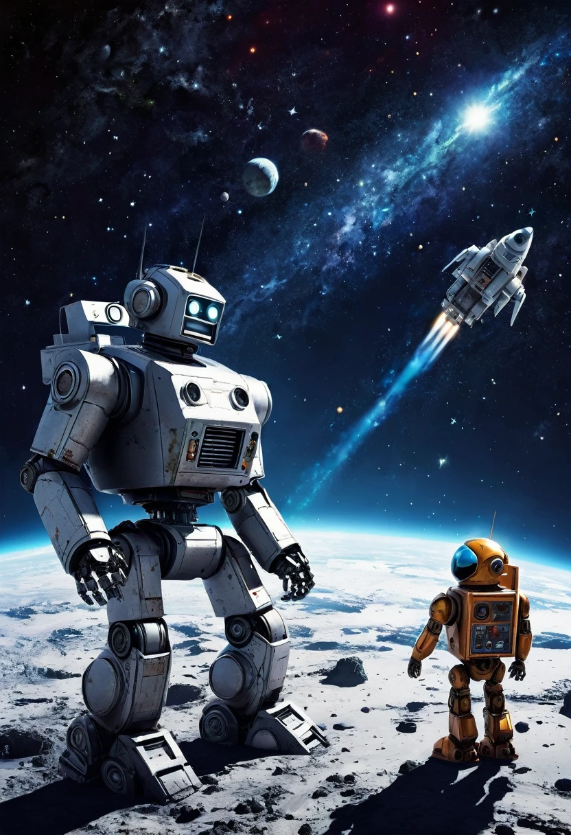 Bear vs robot in space