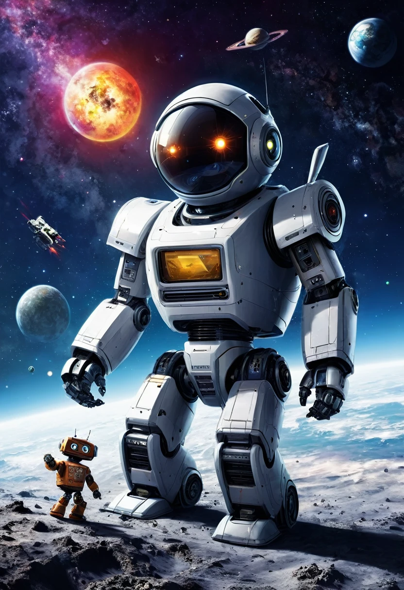 Bear vs robot in space