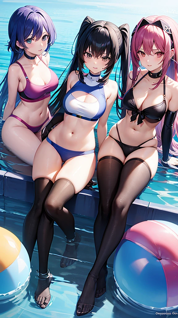 Group of anime girls in cyber swim suits