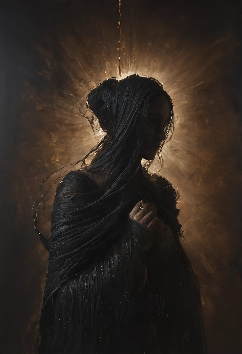 painting of a twisted. mysterious atmosphere. cinematic scene, volumetric lights, ultra realistic, in the style of nicola samori