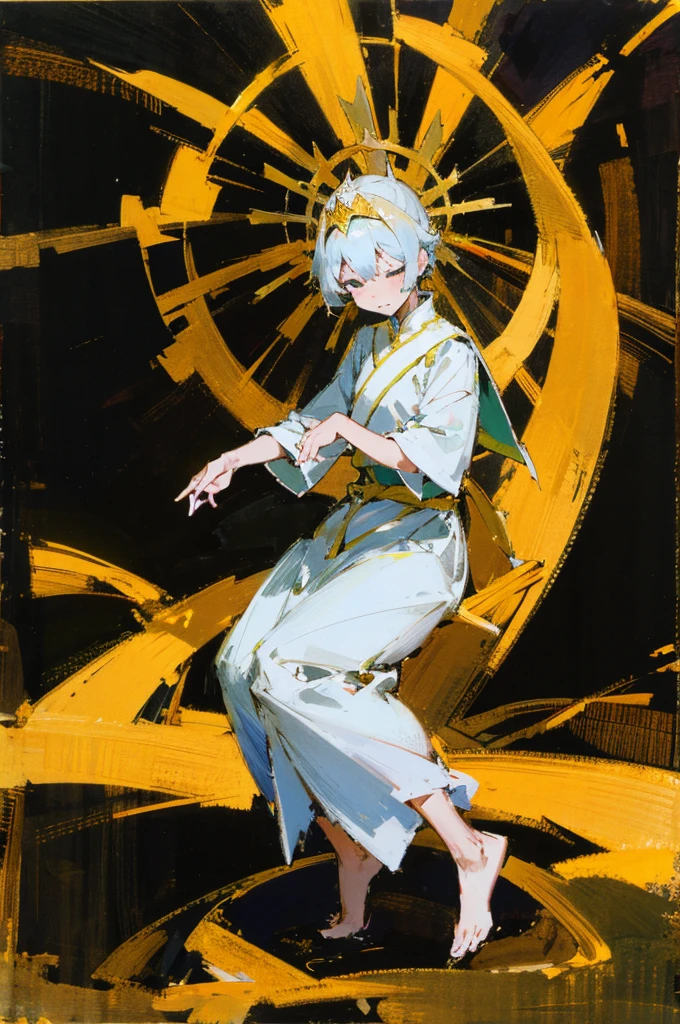 金色长发美男子在garden里的阳光下祈祷，Highest quality，fine，Holy Spirit，Radiance，Full body portrait，garden