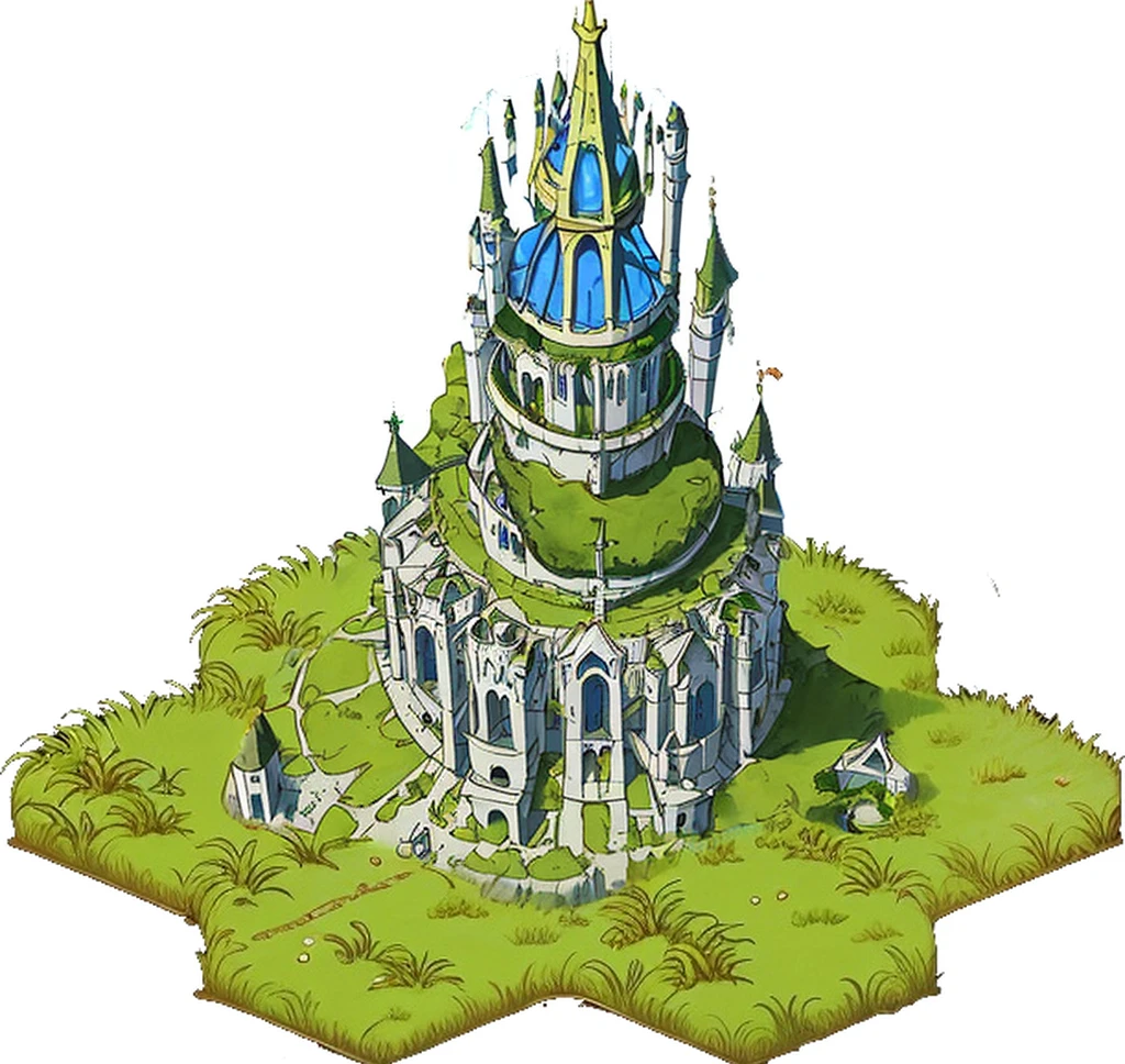 medieval tower, round tower, dome top, phalic, penis shaped, anime, anime style,