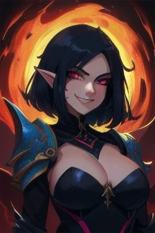 safe to work,(perfect composition),(zelda totk reimagined as a corrupted dark queen by ganon )+++, sfw++,masterpiece, Best quality, high quality, illustration, granularity,(Ideal woman )++, beautiful detailed eyes, (symbol of evil:1.2),mom Zelda, Lustful woman, (evil smile:1.1), (the villain, dark heroine:1.2), (Ideal woman proportions:1.1), (seductive eyes:1.2), Eyeliner, mascara, sexy makeup, (seductive smile:1.2), (mature woman:1.4),masterpiece, Best quality, high quality, illustration, granularity, 1 girl, (glowing evil red eyes), evil grin, Crazy eyes, (a high resolution, masterpiece, ultra Best quality, insanely amazing hyper beautiful extremely detailed, official:1.4) dark heroine anime girl with short hair in a dark and evil place, extremely detailed art germ, (official:1.4), dynamic composition, (lonely girl:1.4), {sfw}, masterpiece, ultra detailed, cult attack, ma'am, studded collar, dark kingdom, bad end, 1 girl, Solo Woman, just concentrate, mature woman, standing, whole body, I look at the viewer, dark zelda totk, dark queen, evil, corruption, contrasting, mind rupture, blond hair, (short hair:1,5), evil smile, lips, eyelashes, evil grin, dark aura, Hip_cloth, ,alternative costume, bdsm, (complex parts:1.12), (complex parts, hyper-detailed:1.15), HDR, dungeon, (at night:1.2), a fireplace, warm light, dramatic light, cinematic,nasty dungeon, dark aesthetic, gothic aesthetics, nasty, evilвещий фон, dark atmosphere, The Atmosphere of Death, green-red atmosphere, evil dungeon background, Gothic, Weak darkness, ((red glow tattoo on crotch)),