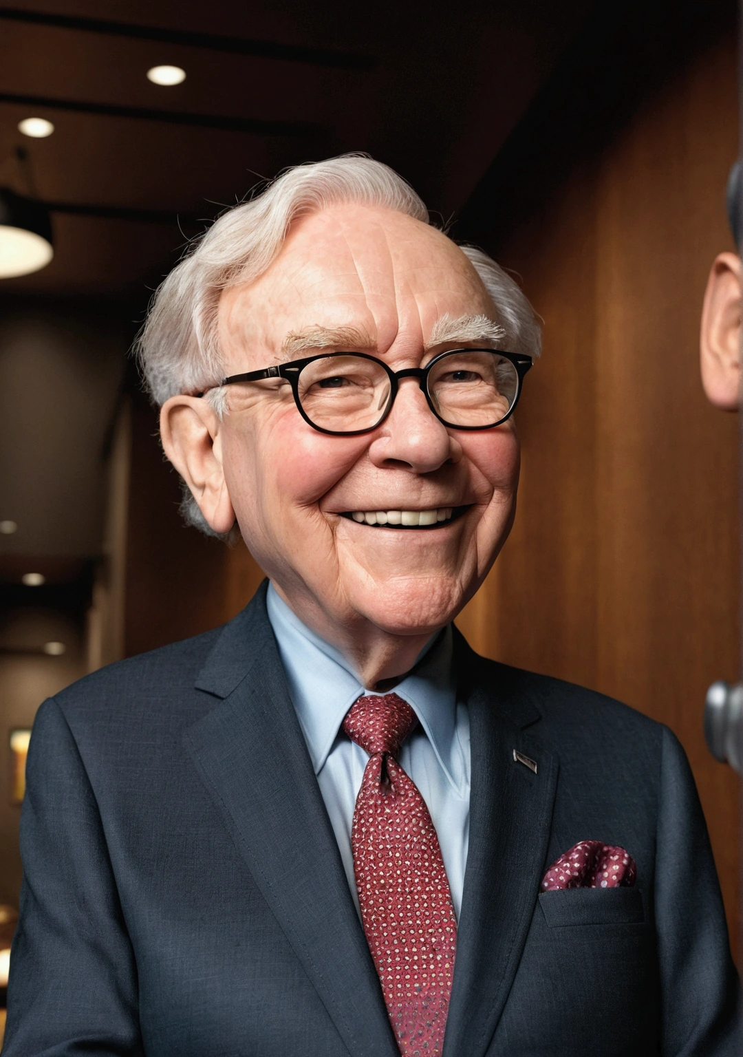 Warren Buffett smiled in a suit.., Pixar, .3d, Disney,9:16,front