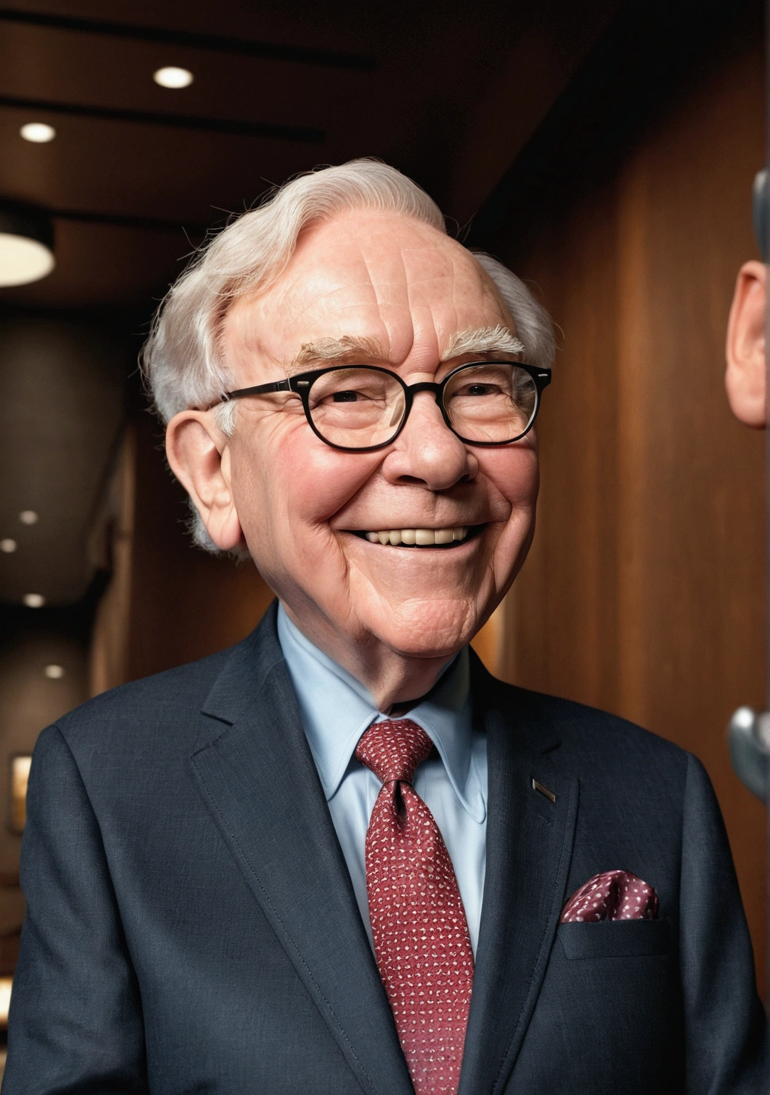 Warren Buffett smiled in a suit.., Pixar, .3d, Disney,9:16,front