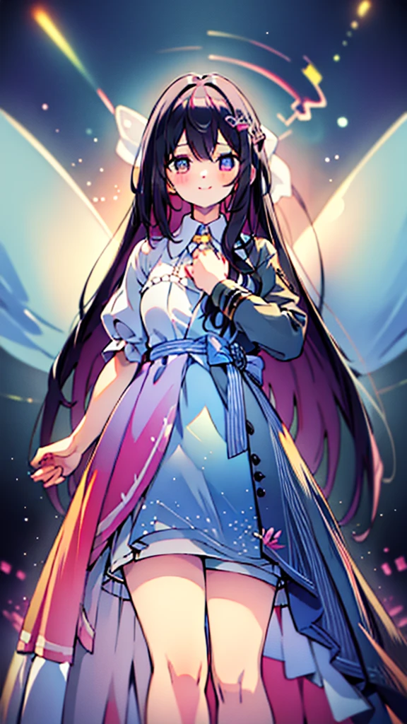 smile、((Put your hands forward))、Adult women、(((masterpiece、Highest quality、high resolution)))、long hair、Pink inner color、Cheerful pose、piece