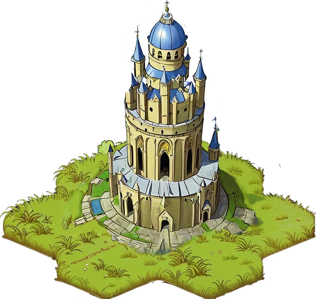 medieval tower, round tower, dome top, phalic, penis shaped, anime, anime style,