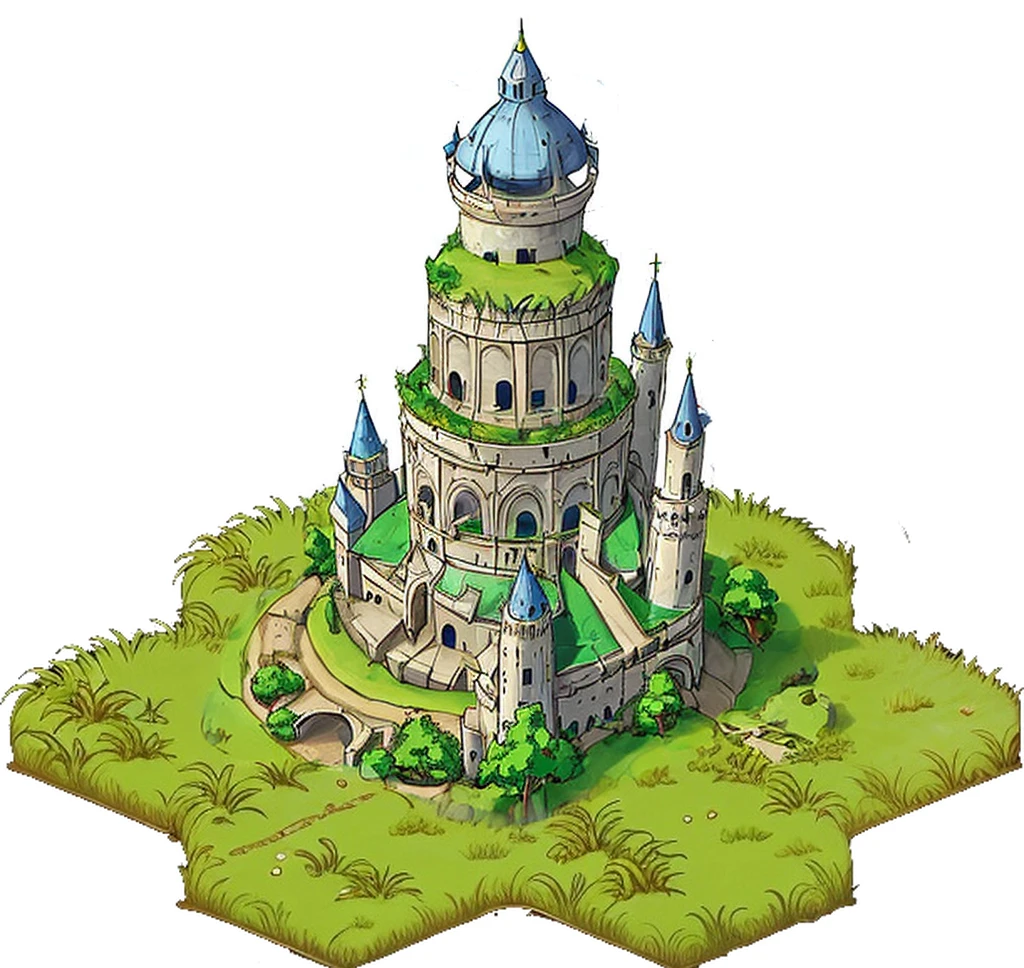 medieval tower, round tower, dome top, phalic, penis shaped, anime, anime style,
