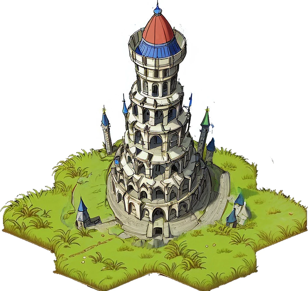medieval tower, round tower, dome top, phalic, penis shaped, anime, anime style,