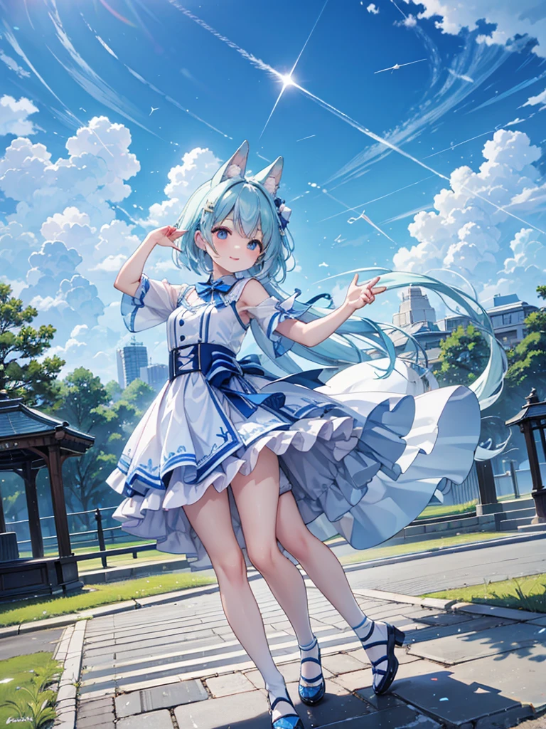 cumulonimbus、Shining blue sky、Playing and dancing in the park