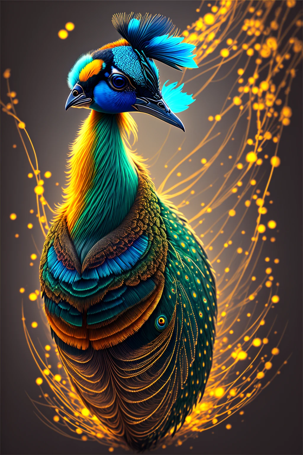 photo of a colorful peacock on a black background, Breathtaking view, on a radiant connection, inspired by Kinuko Y. artistry, Magic Elements, kitten icon, whoa, It's beautiful, casts a multicolored spell, brilliant flash, magic flash !