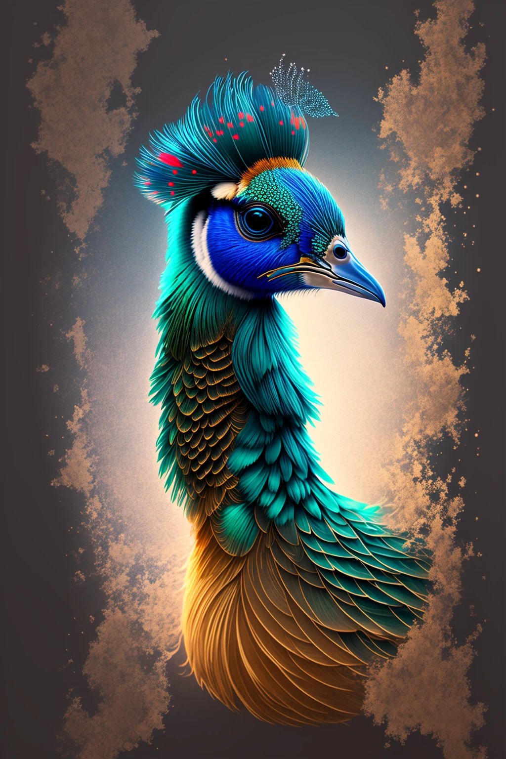 photo of a colorful peacock on a black background, Breathtaking view, on a radiant connection, inspired by Kinuko Y. artistry, Magic Elements, kitten icon, whoa, It&#39;s beautiful, casts a multicolored spell, brilliant flash, magic flash !