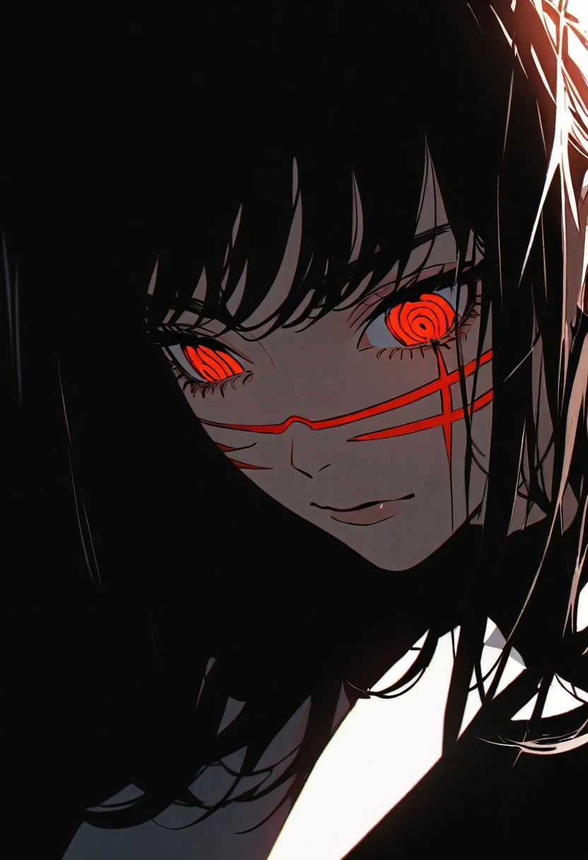 1girl, yoru \(chainsaw man\), chainsaw man,hard lighting, high contrast, noir style portrait,masterpiece, best quality, absurdres,