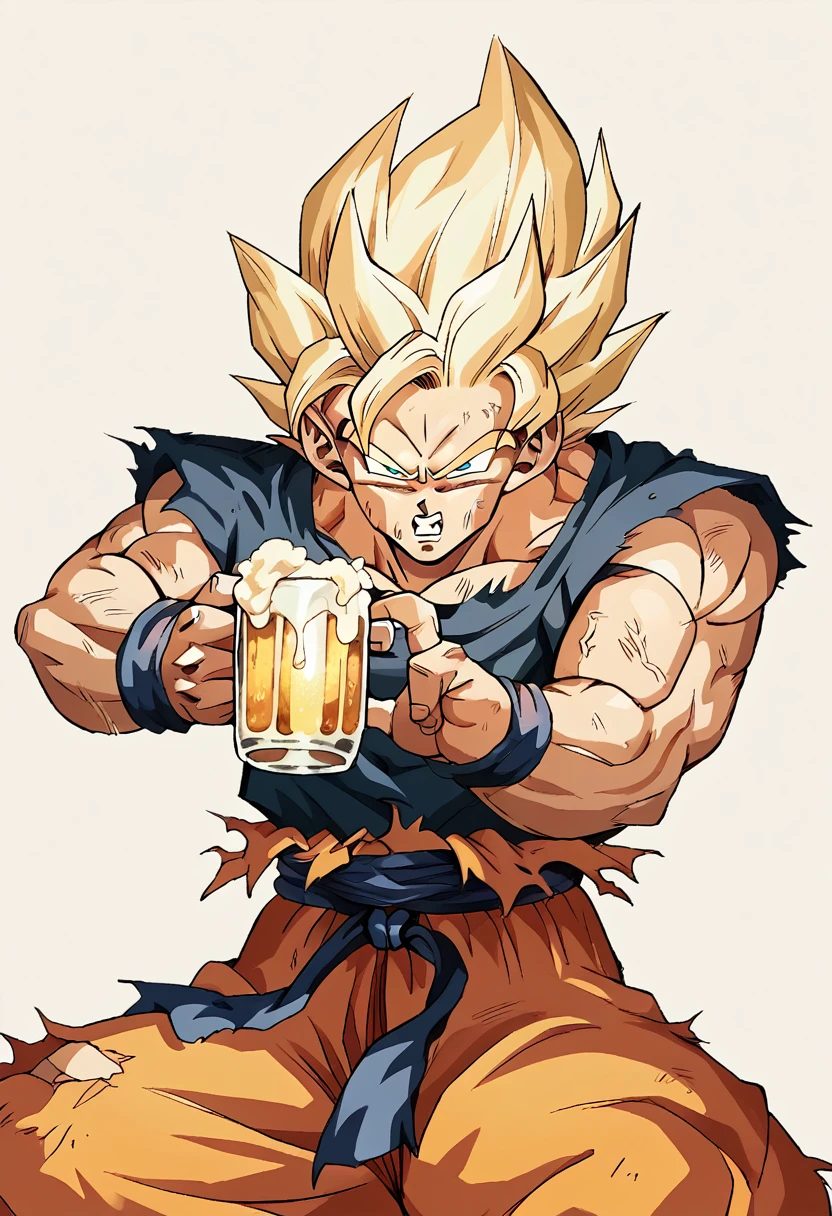 Goku, Drinking beer,goku and vegeta fighting over beer