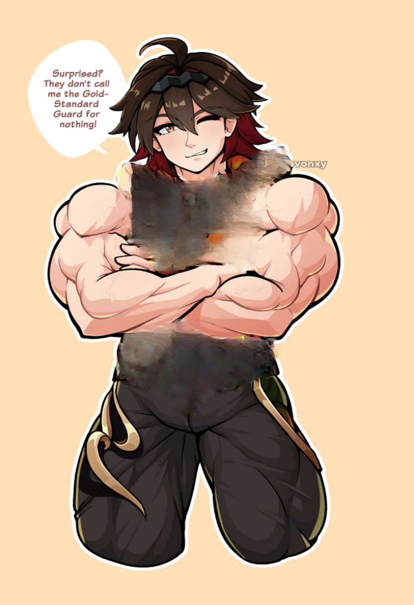 (Nsfw:1.3) Penis, muscular man, shirtless, unzipped pants, topless, muscles, hairless, erection, penis out of pants